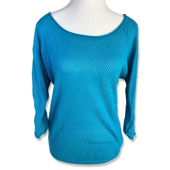 ⭐️H&M Divided Mesh Eyelet Half Sleeve Pullover Sweater - Picture 2 of 8